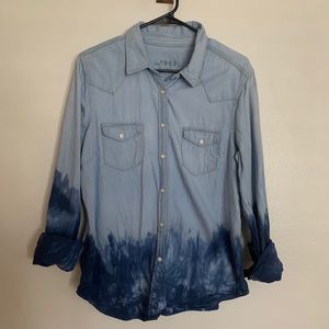 Indigo Dip-Dyed Western Pearl-Snap Shirt